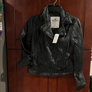 Hollister Women's Sleek Black Leather Jacket